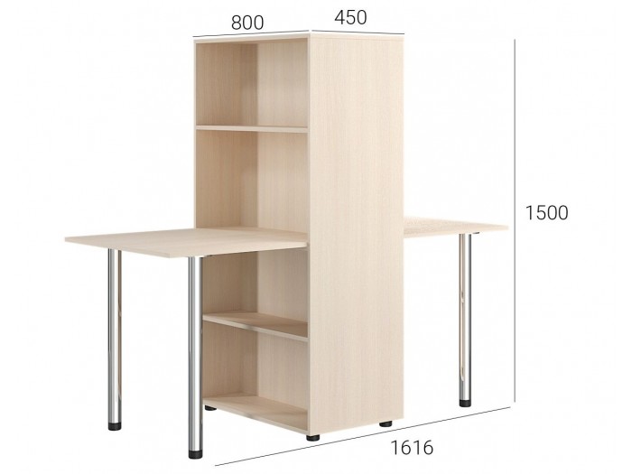 Двойно бюро с етажерка KC-01 (млечен дъб)